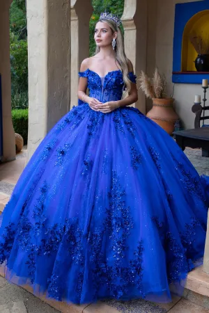3D Floral Off Shoulder Ball Gown by GLS Gloria GL3521