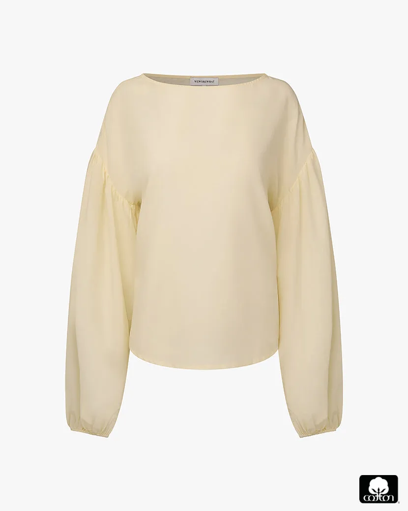 Billow Sleeve Boat Neck Top