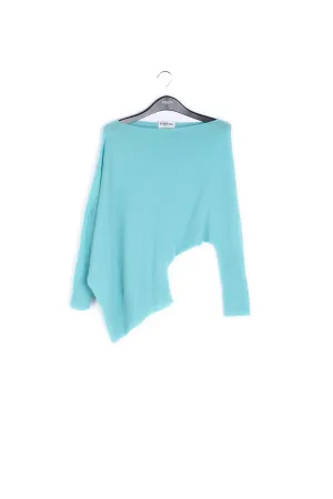 Blue asymmetric knitted oversized sweater