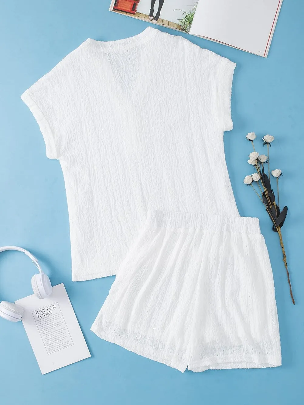 Casual Eyelet Jumpsuit