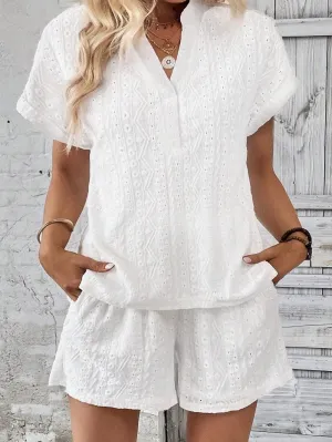 Casual Eyelet Jumpsuit