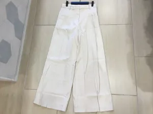 CRESCENT-PLEATED WIDE LEG TROUSER-BONE