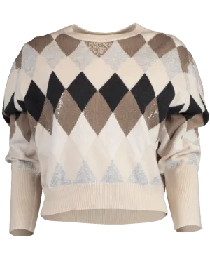 Cropped Argyle Pullover Sweater