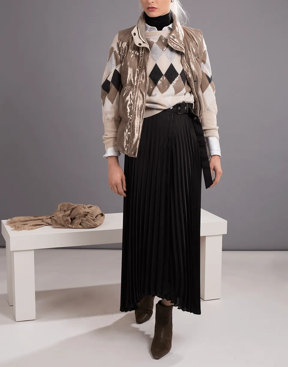 Cropped Argyle Pullover Sweater