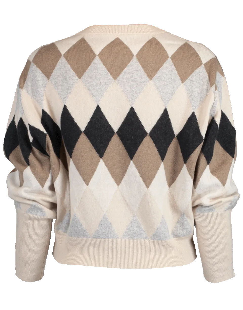 Cropped Argyle Pullover Sweater