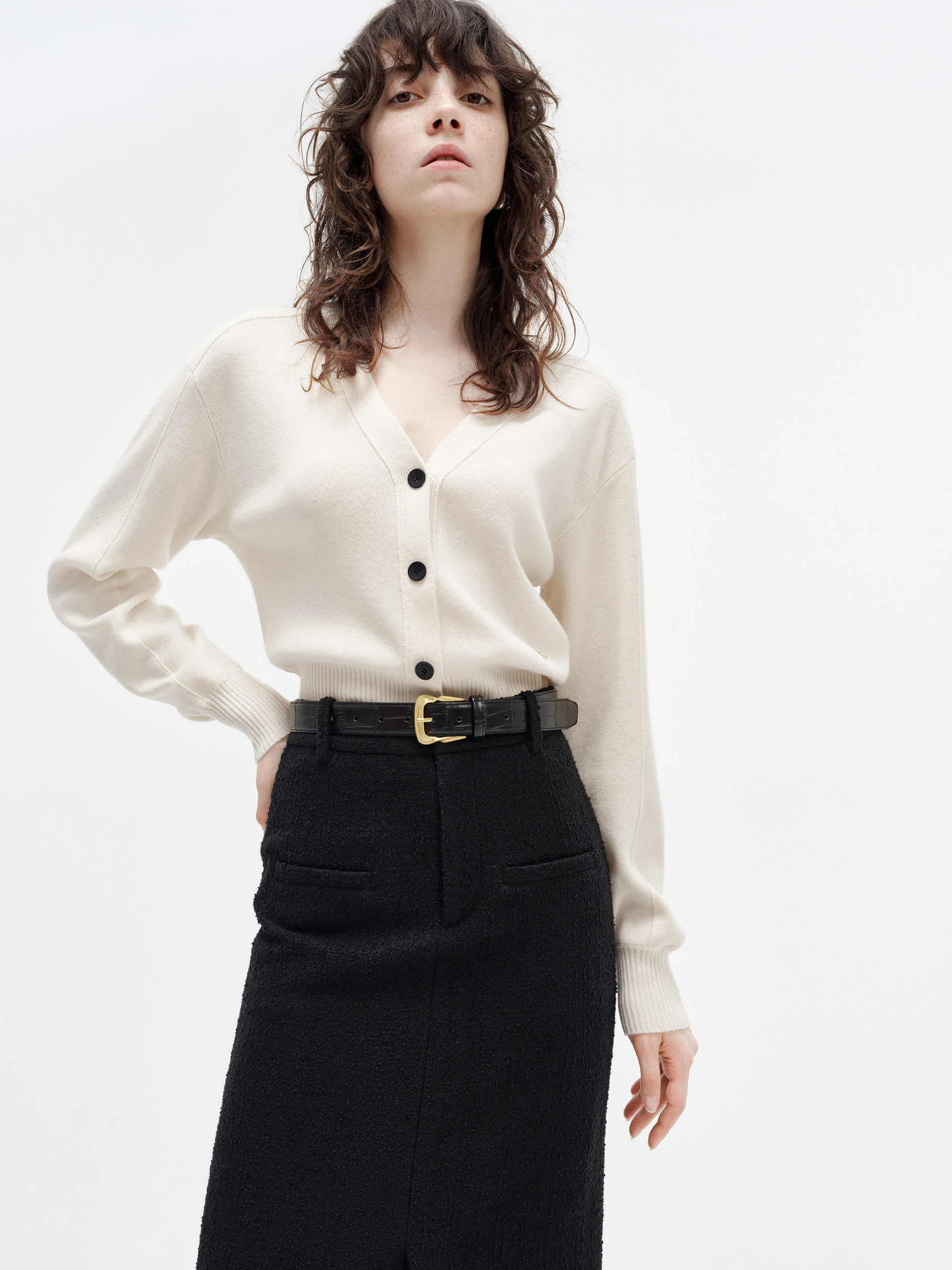 Cropped Wool Knitted Cardigan