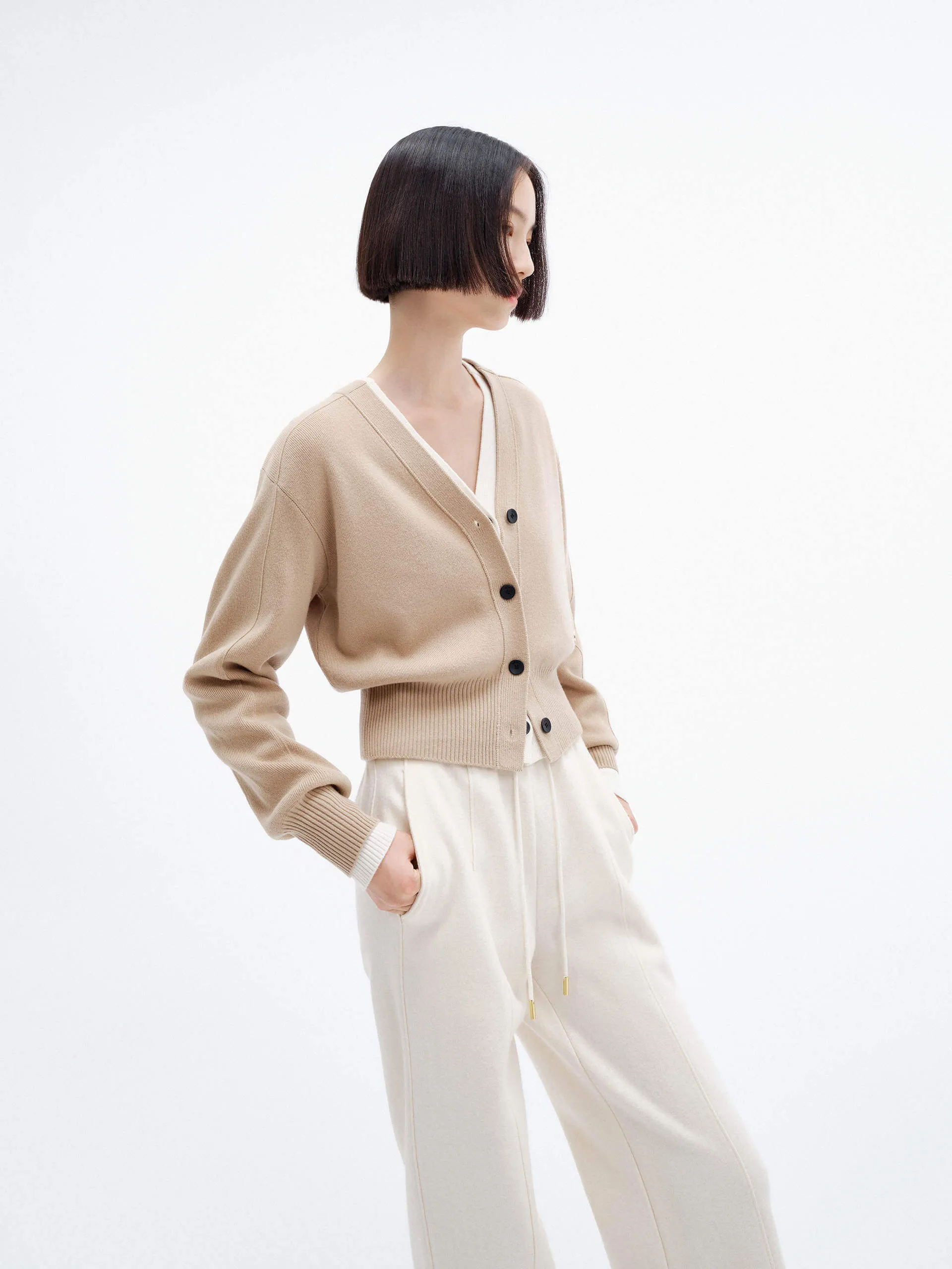 Cropped Wool Knitted Cardigan