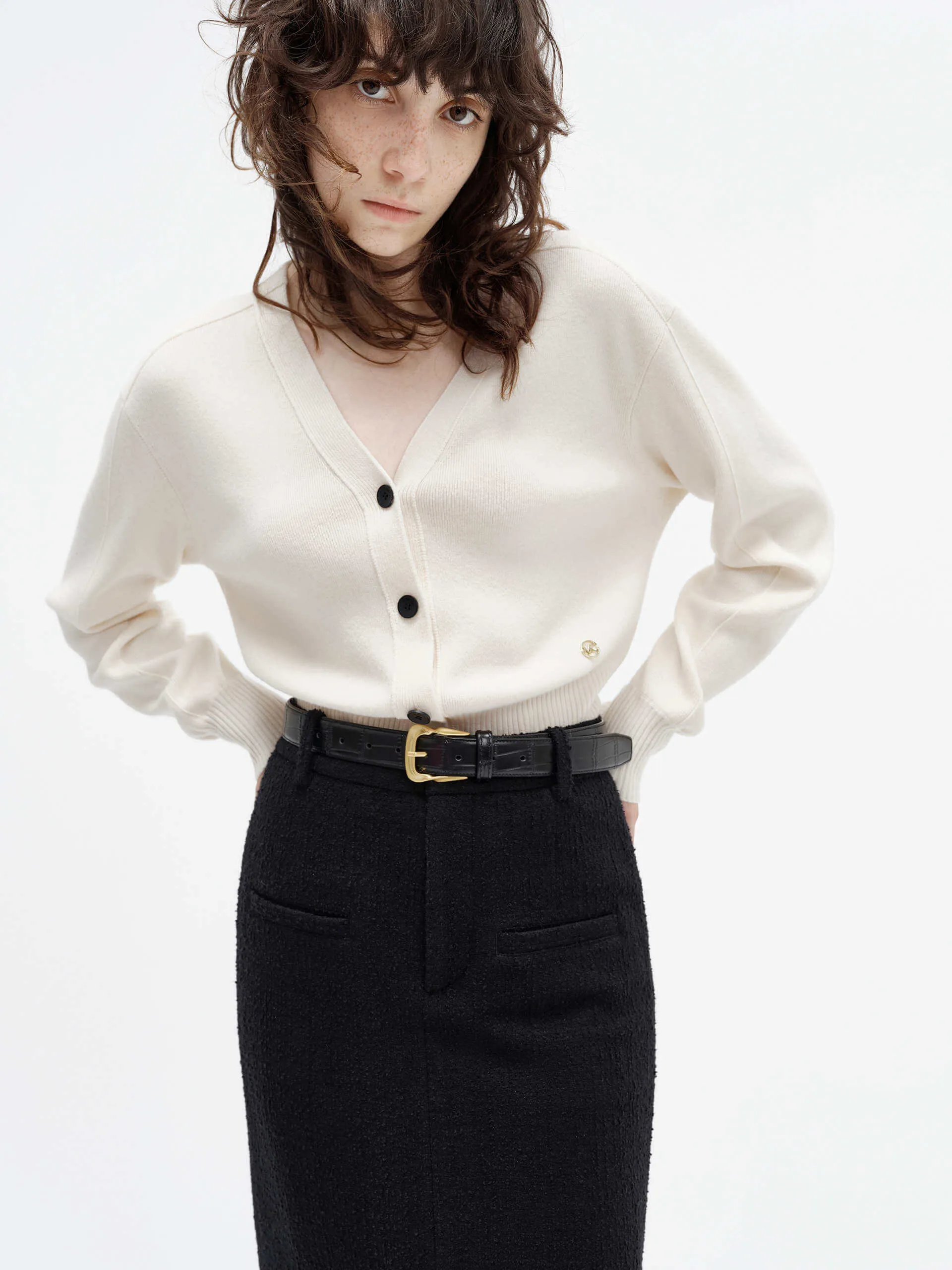 Cropped Wool Knitted Cardigan