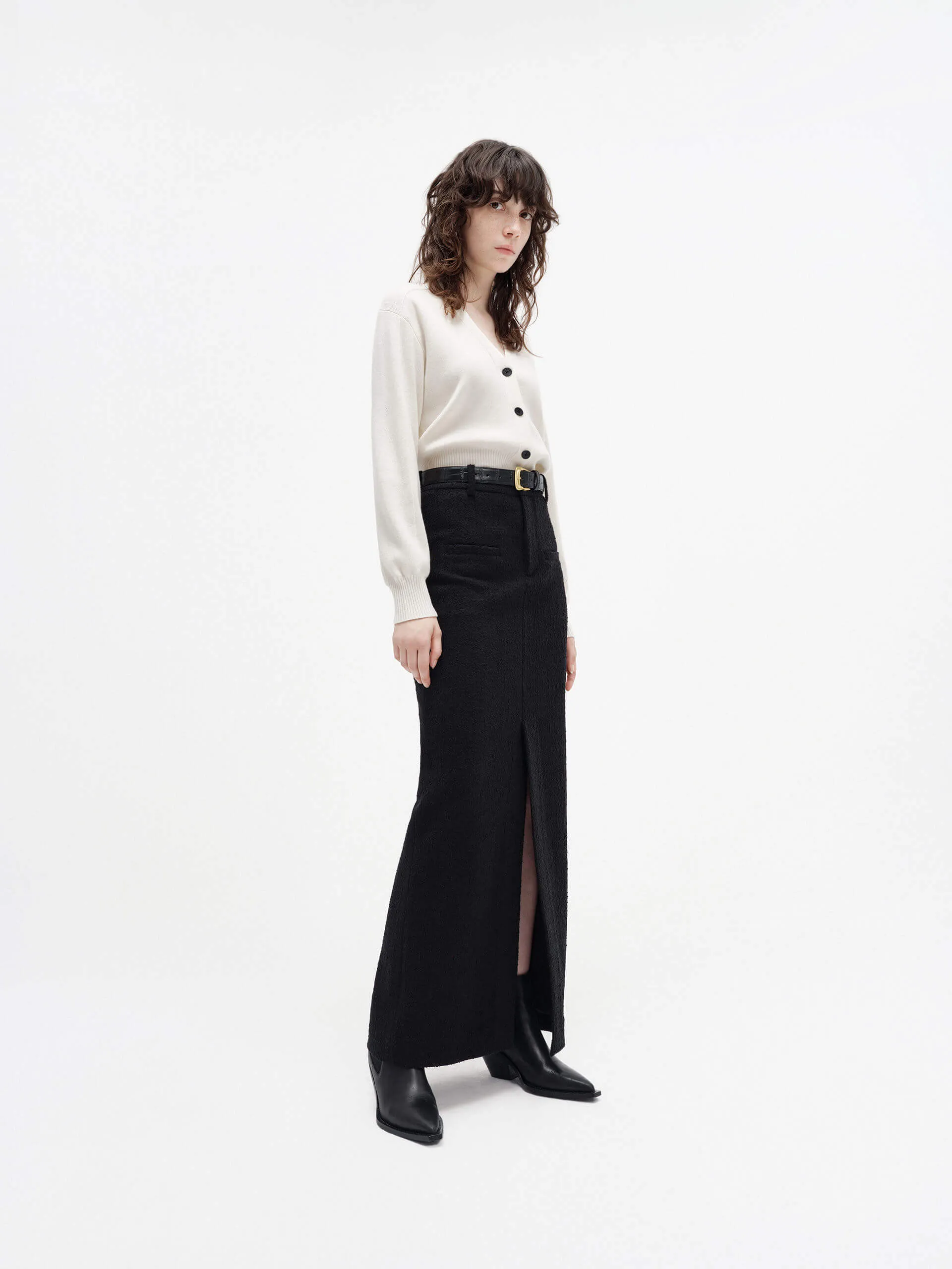 Cropped Wool Knitted Cardigan