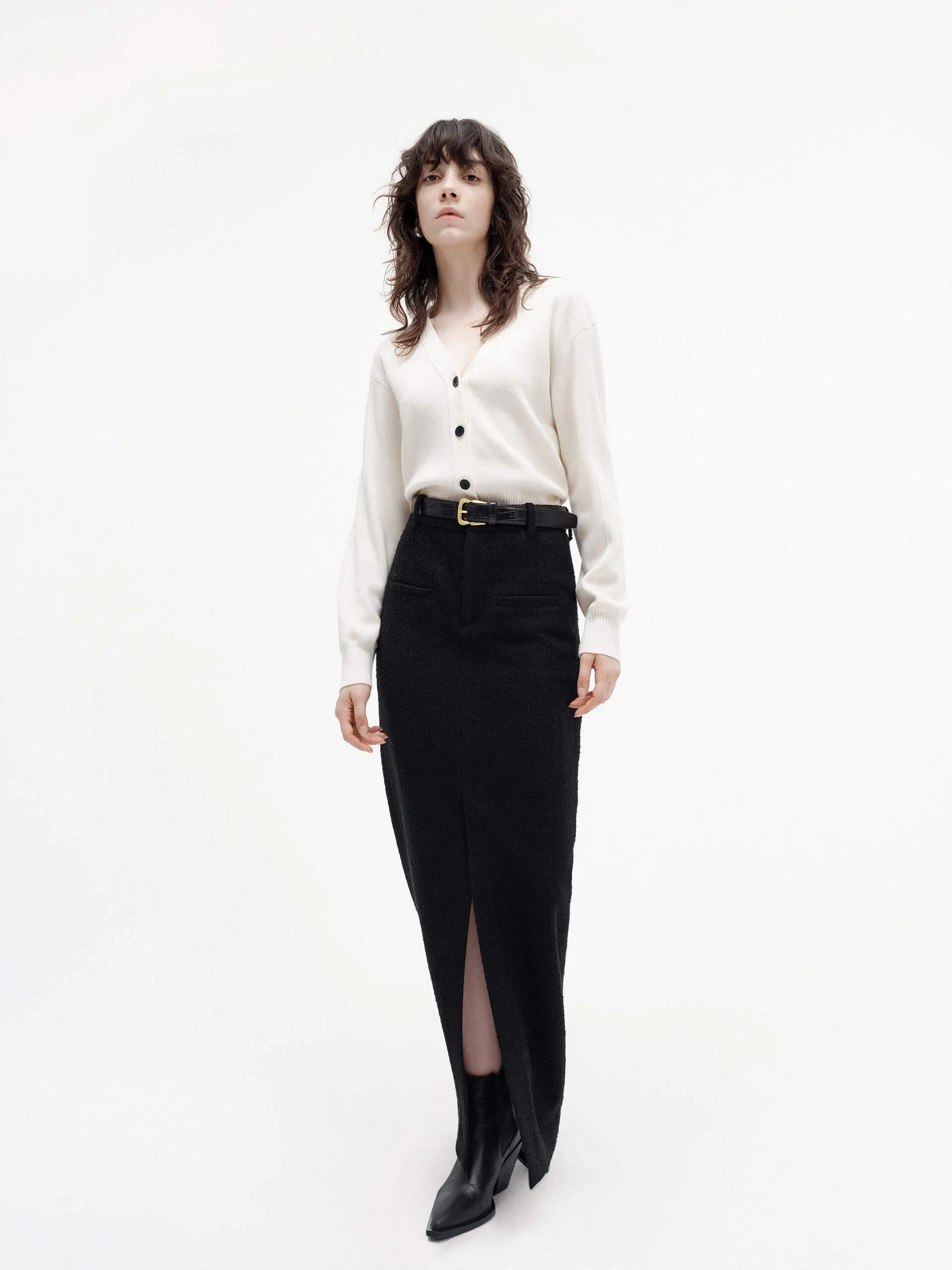 Cropped Wool Knitted Cardigan