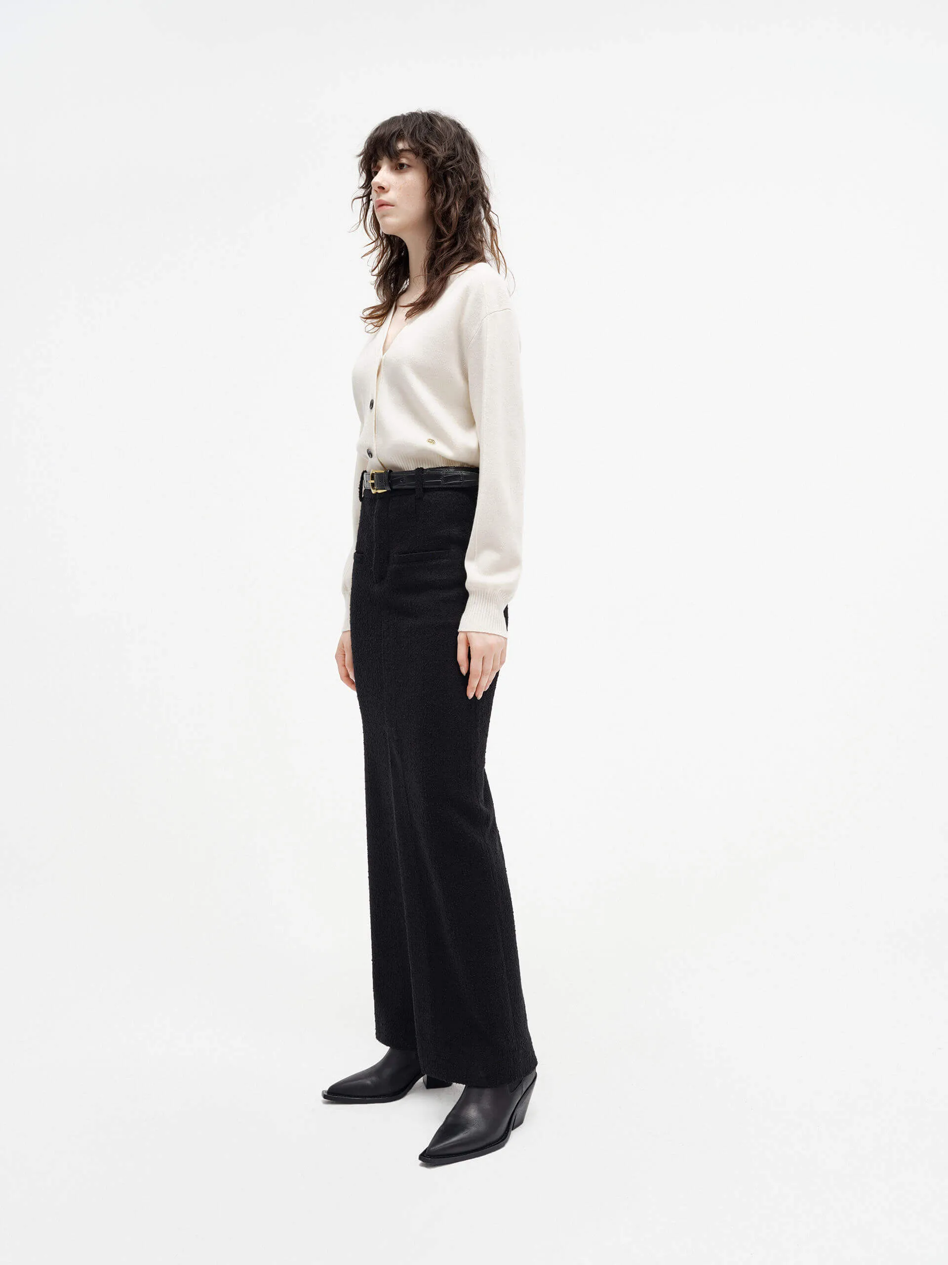 Cropped Wool Knitted Cardigan