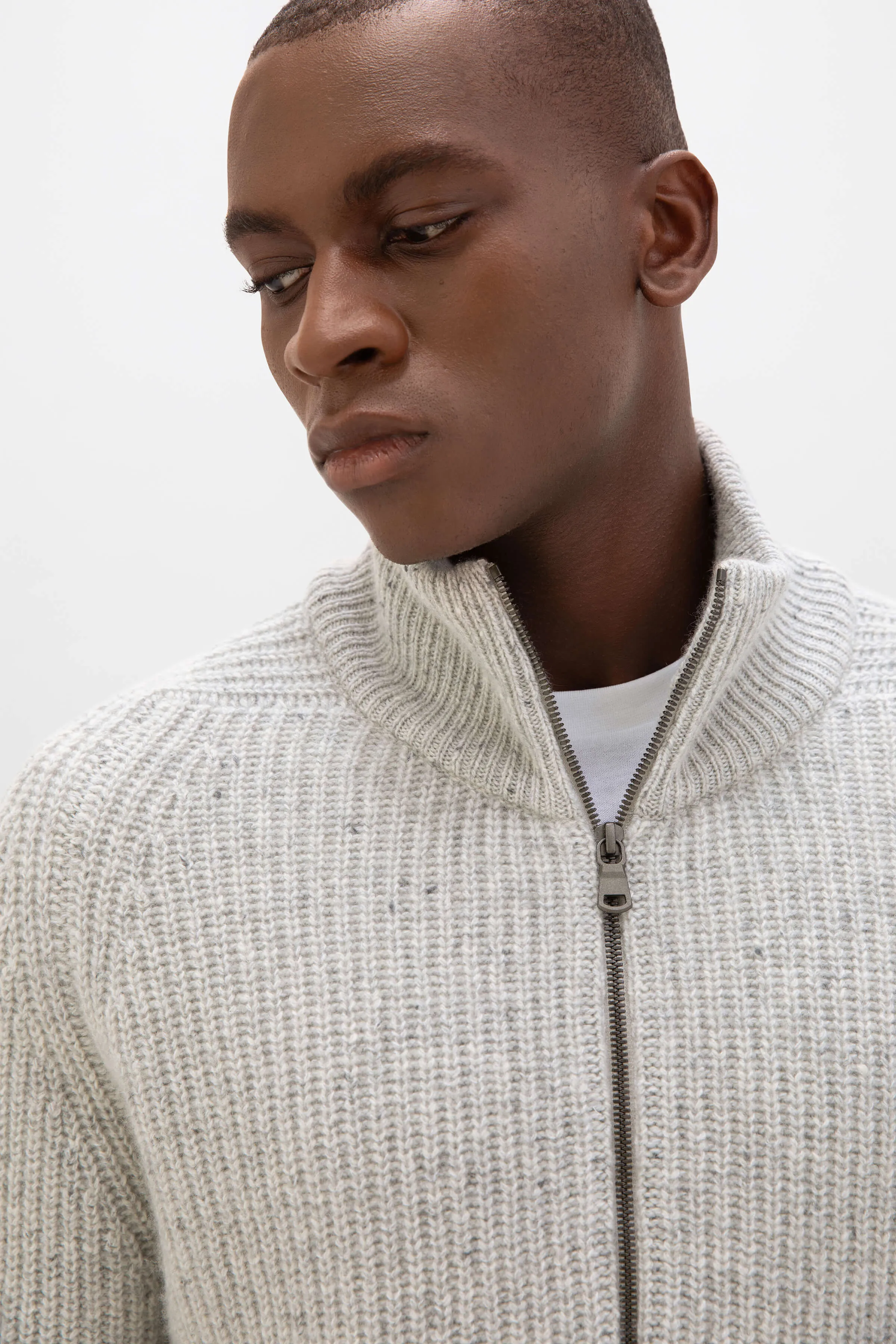 Donegal Ribbed Zip Cardigan