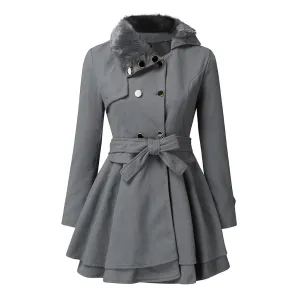 Elara - Elegant Trench Coat with Faux Fur