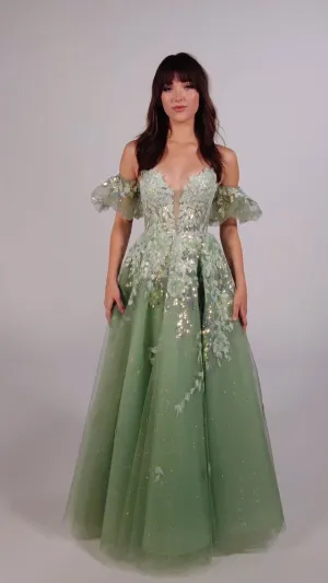 Ellie Wilde A-Line Off Shoulder Prom Dress EW35205