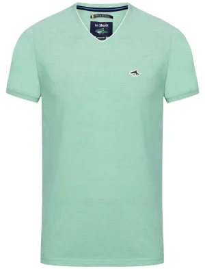 Elmington Pique V Neck Cotton Top in Mint / White - Le Shark