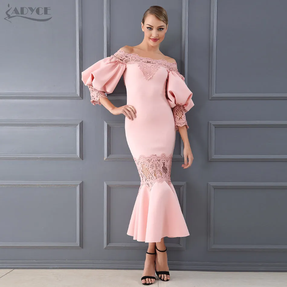 Flare Sleeve Lace Hollow Out Off-Shoulder Dress