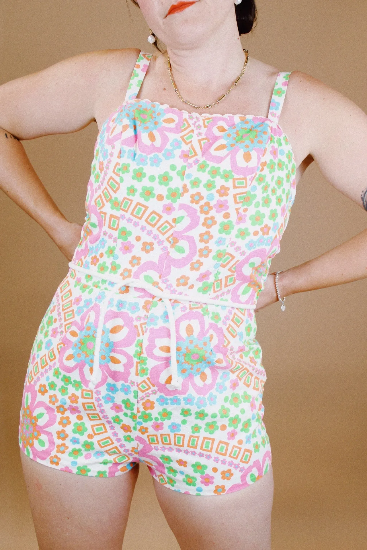 Floral Printed Vintage Swimsuit Romper