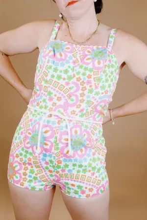 Floral Printed Vintage Swimsuit Romper
