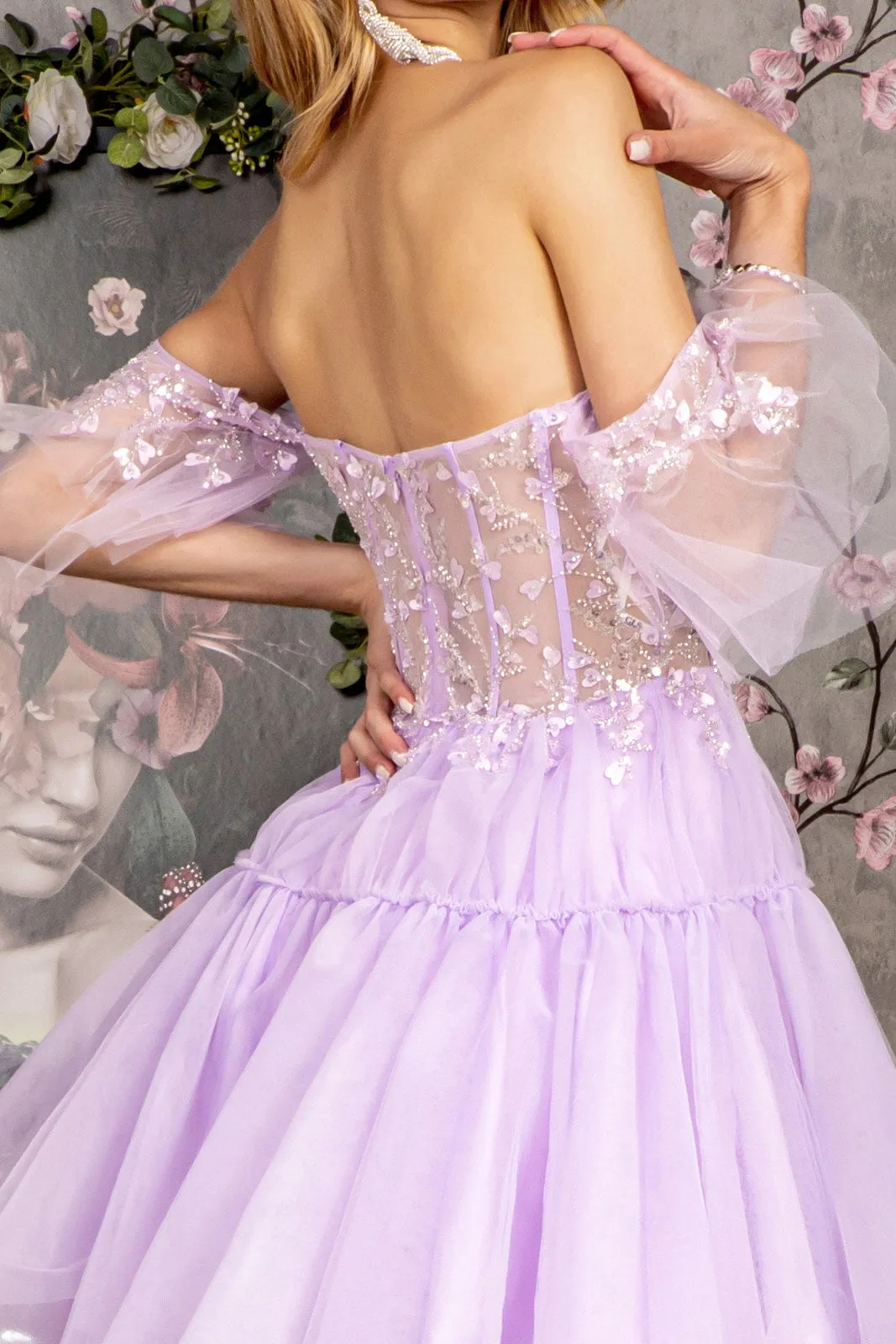 GLS BY GLORIA GL3396 Off-Shoulder A-Line Evening Dress