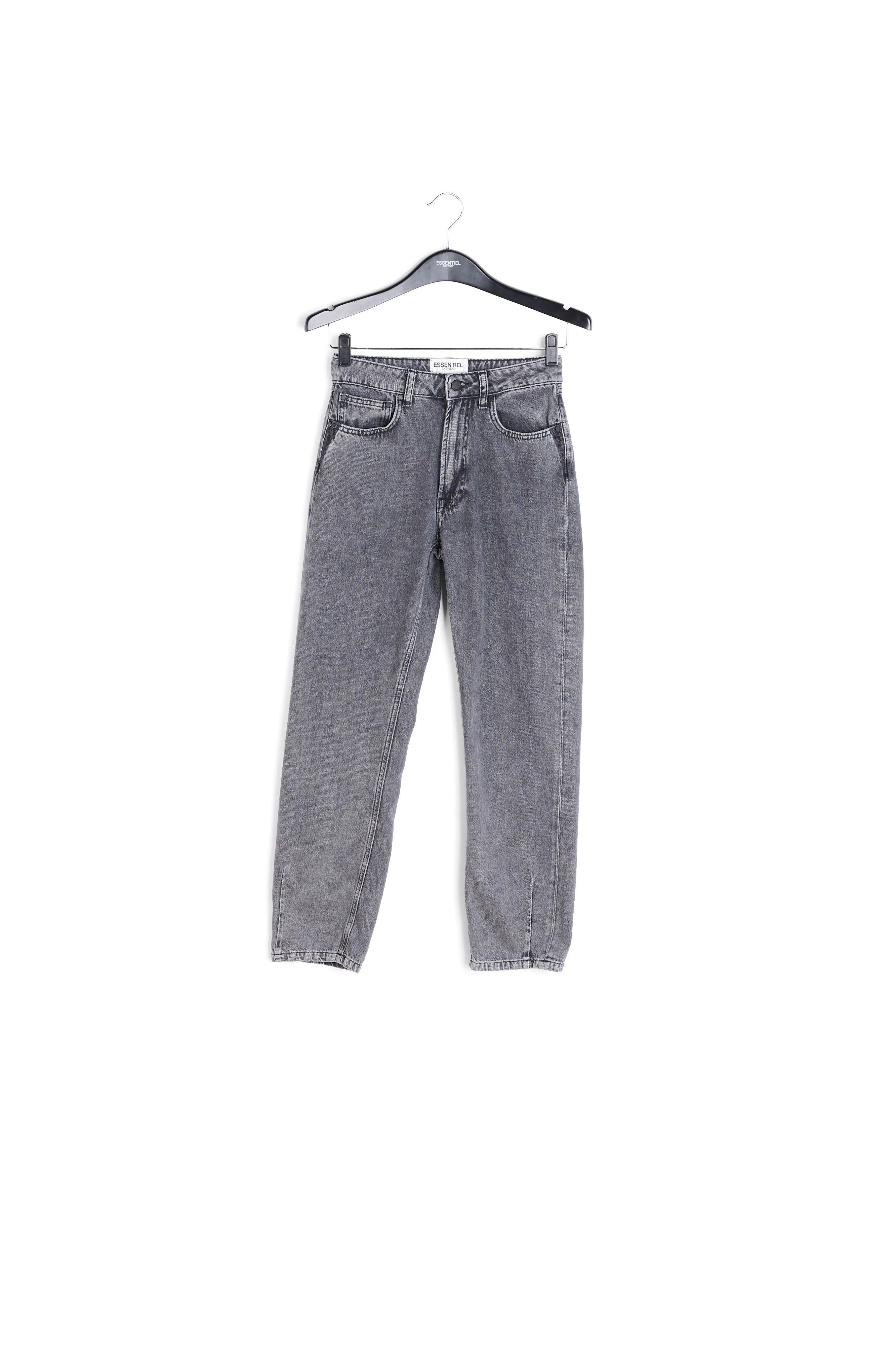 Grey cropped high-rise jeans