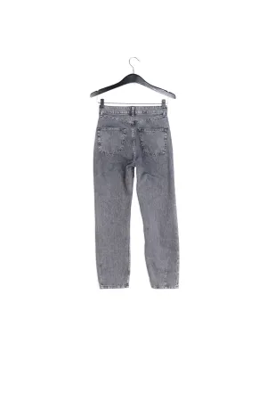 Grey cropped high-rise jeans
