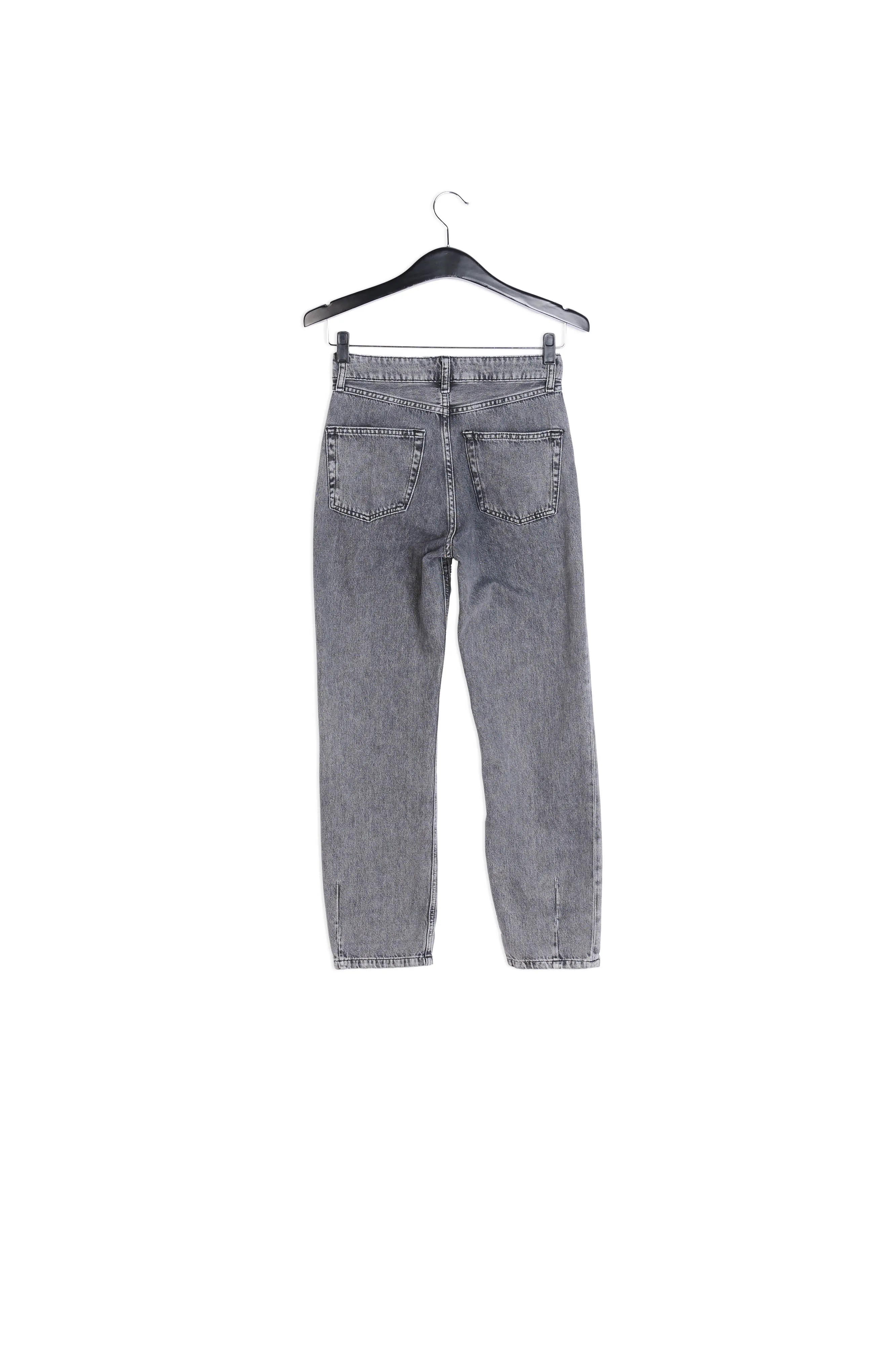 Grey cropped high-rise jeans