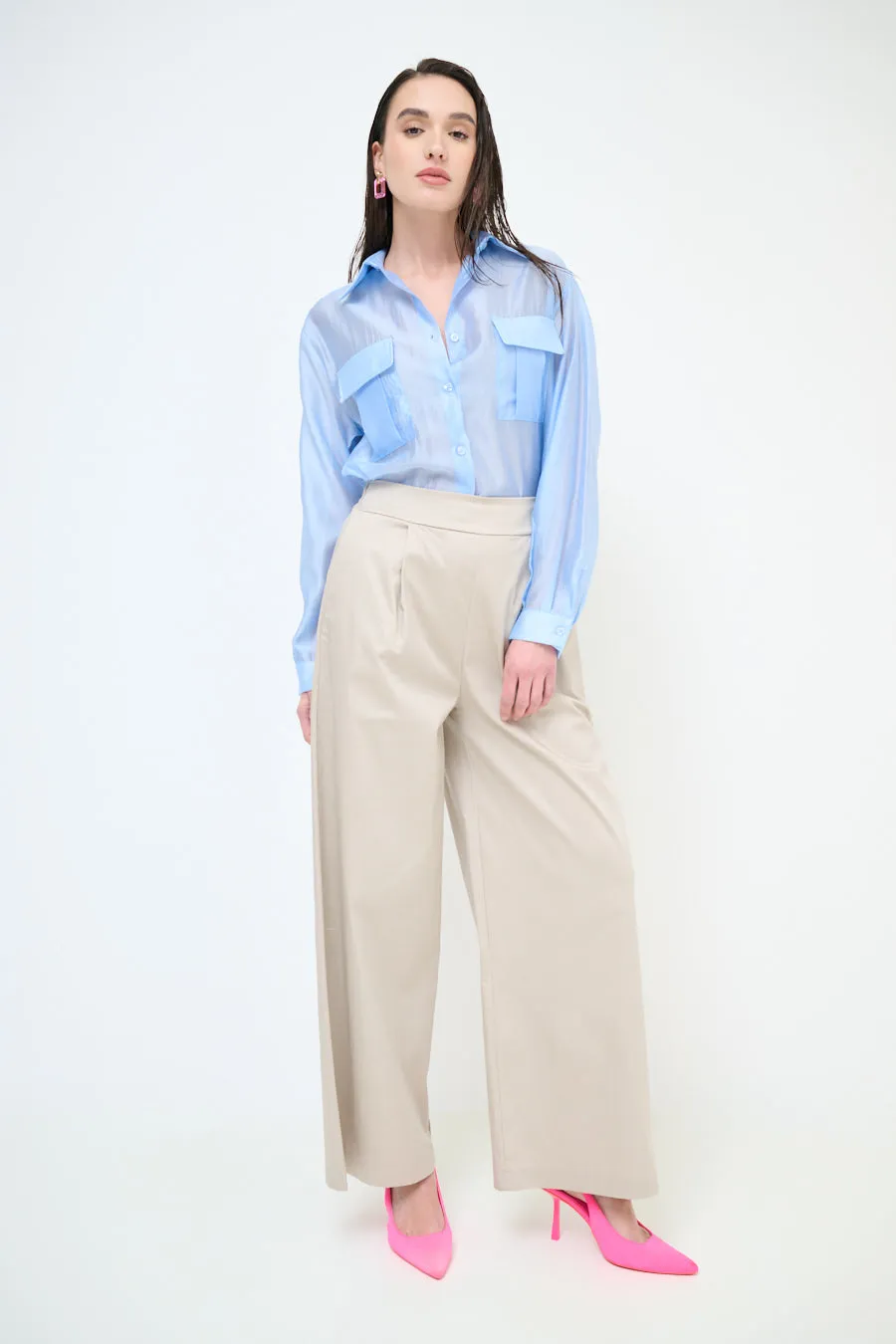 High-waisted wide leg pleated trousers wholesale