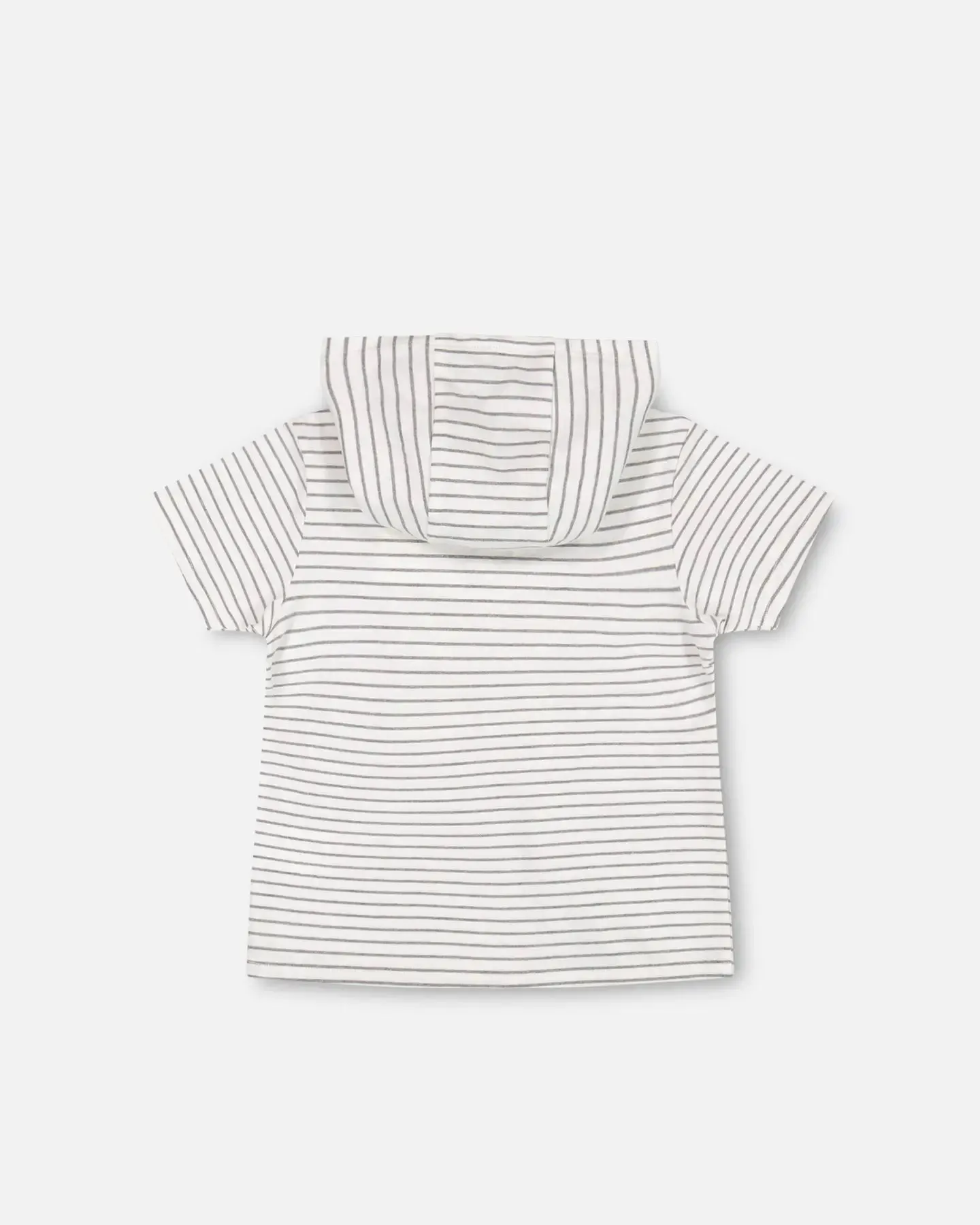 Hooded T-Shirt White And Grey Stripe