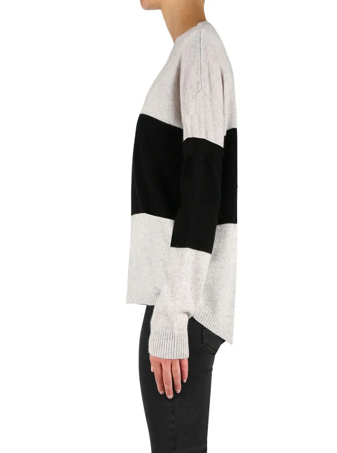 Hyperluxe Stripe Sweater- Grey/Black