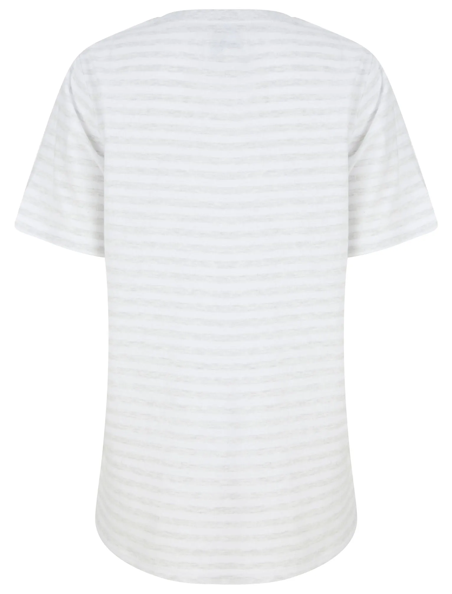 Iris Motif Cotton Jersey Striped T-Shirt in Ice Grey Marl / White - Tokyo Laundry
