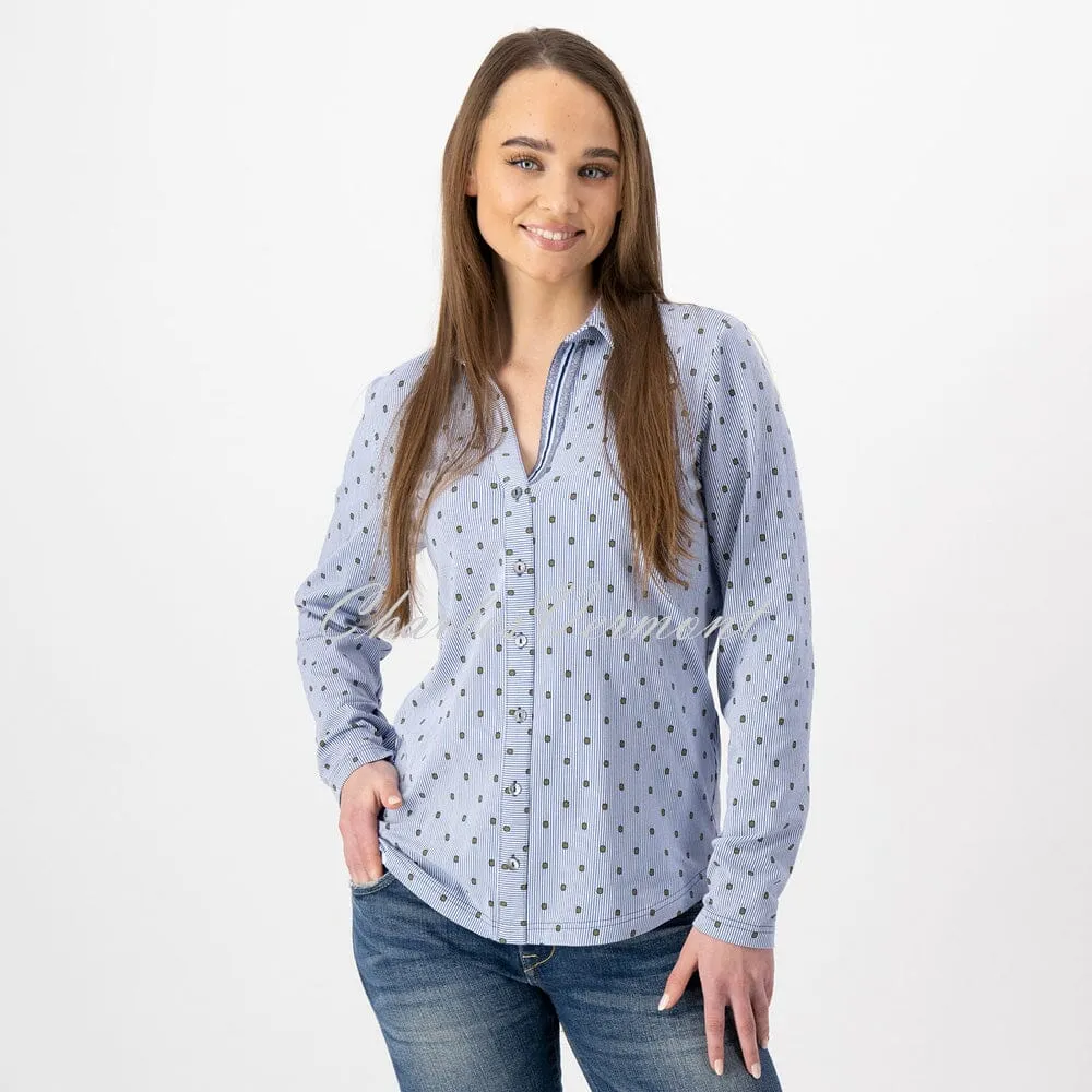 Just White Long Sleeve Printed Blouse – Style J1203