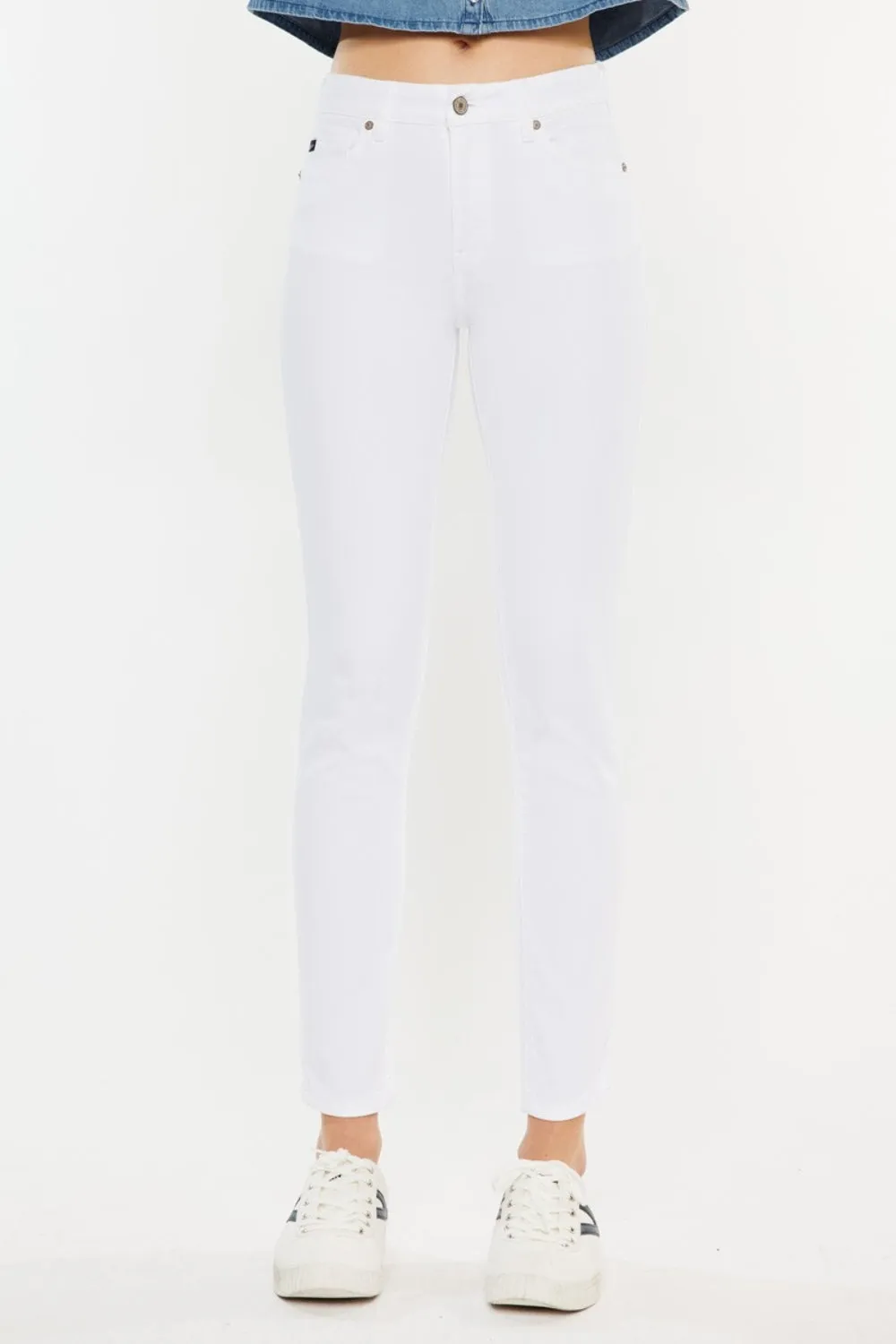 Kancan High Waisted White Denim Skinny Jeans