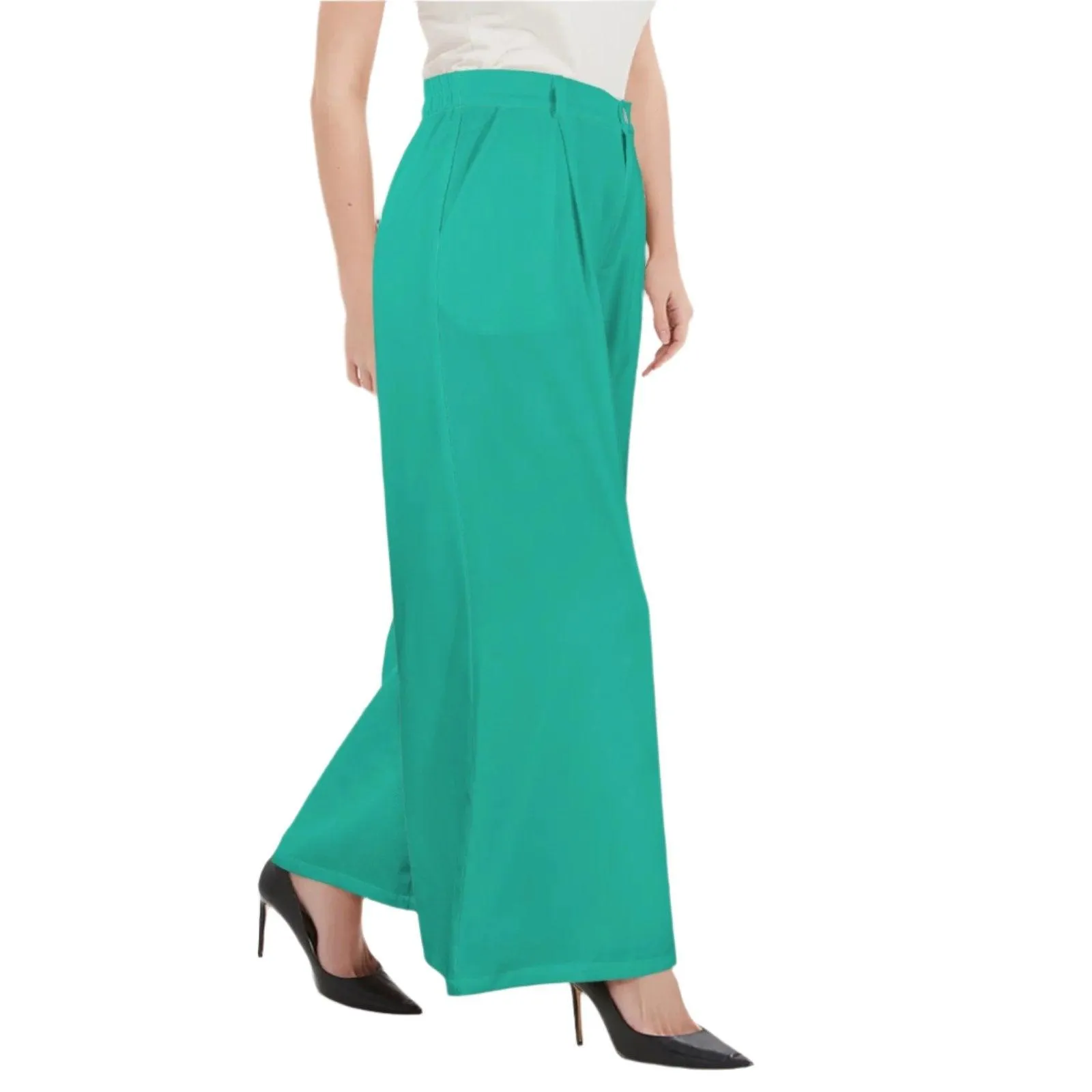 Kume Green High Rise Wide Leg Pants