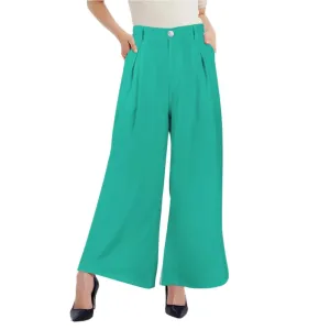 Kume Green High Rise Wide Leg Pants