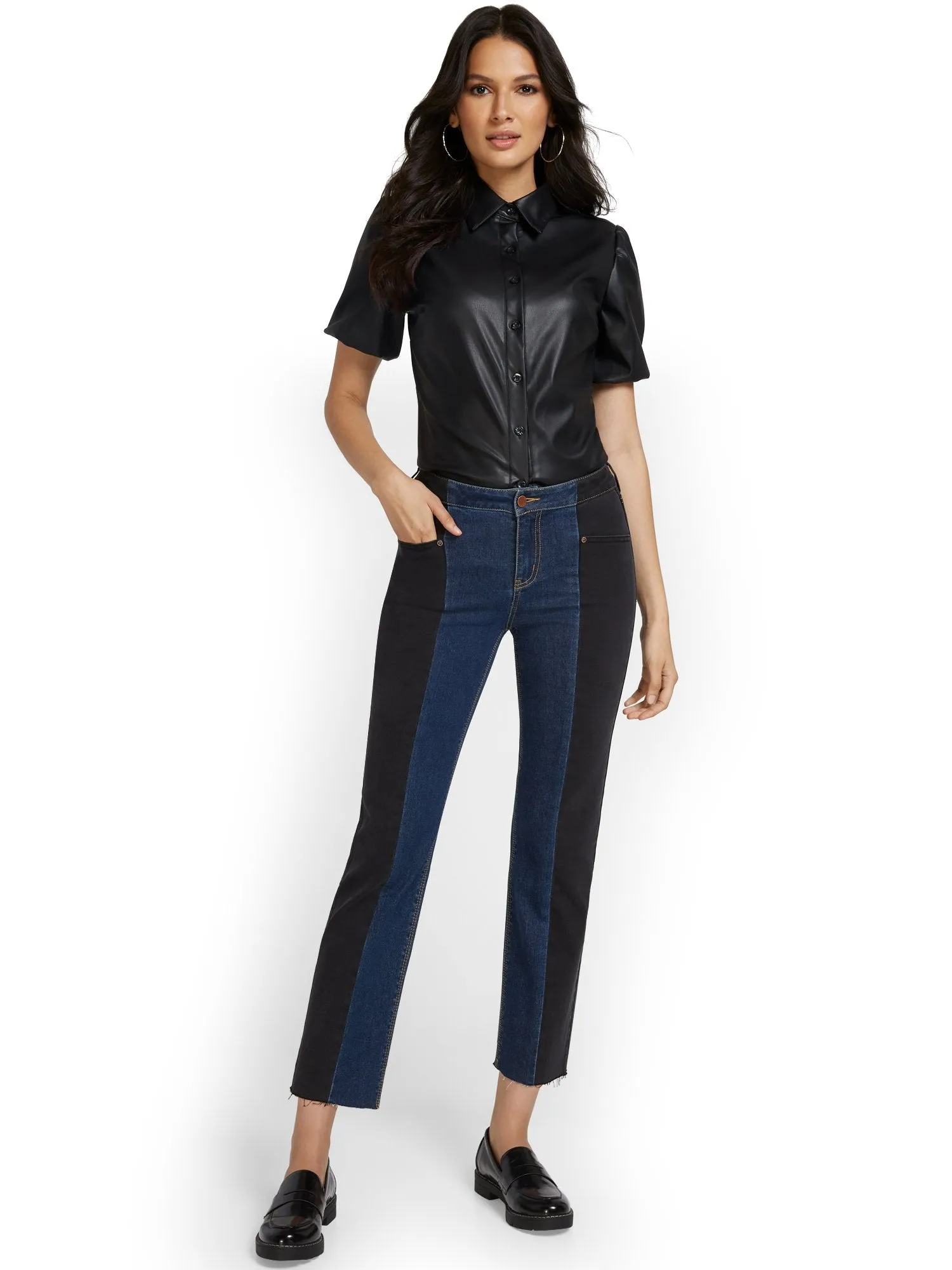 Lexi High-Waisted Colorblock Relaxed Jeans