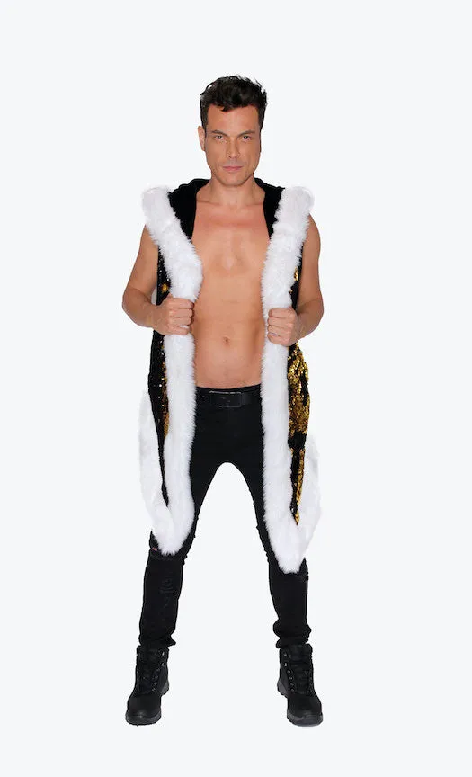 Men's Sequin Vest in "Black/ Gold"