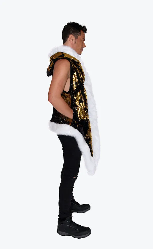Men's Sequin Vest in "Black/ Gold"