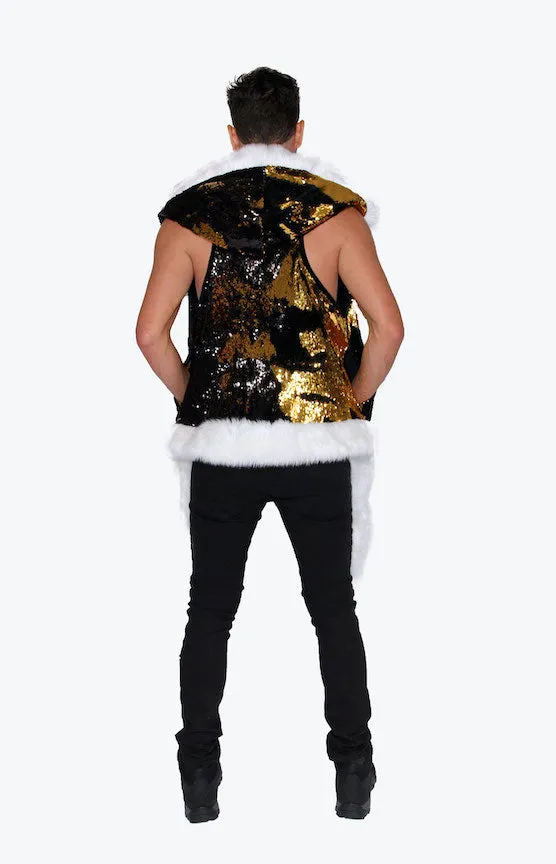 Men's Sequin Vest in "Black/ Gold"