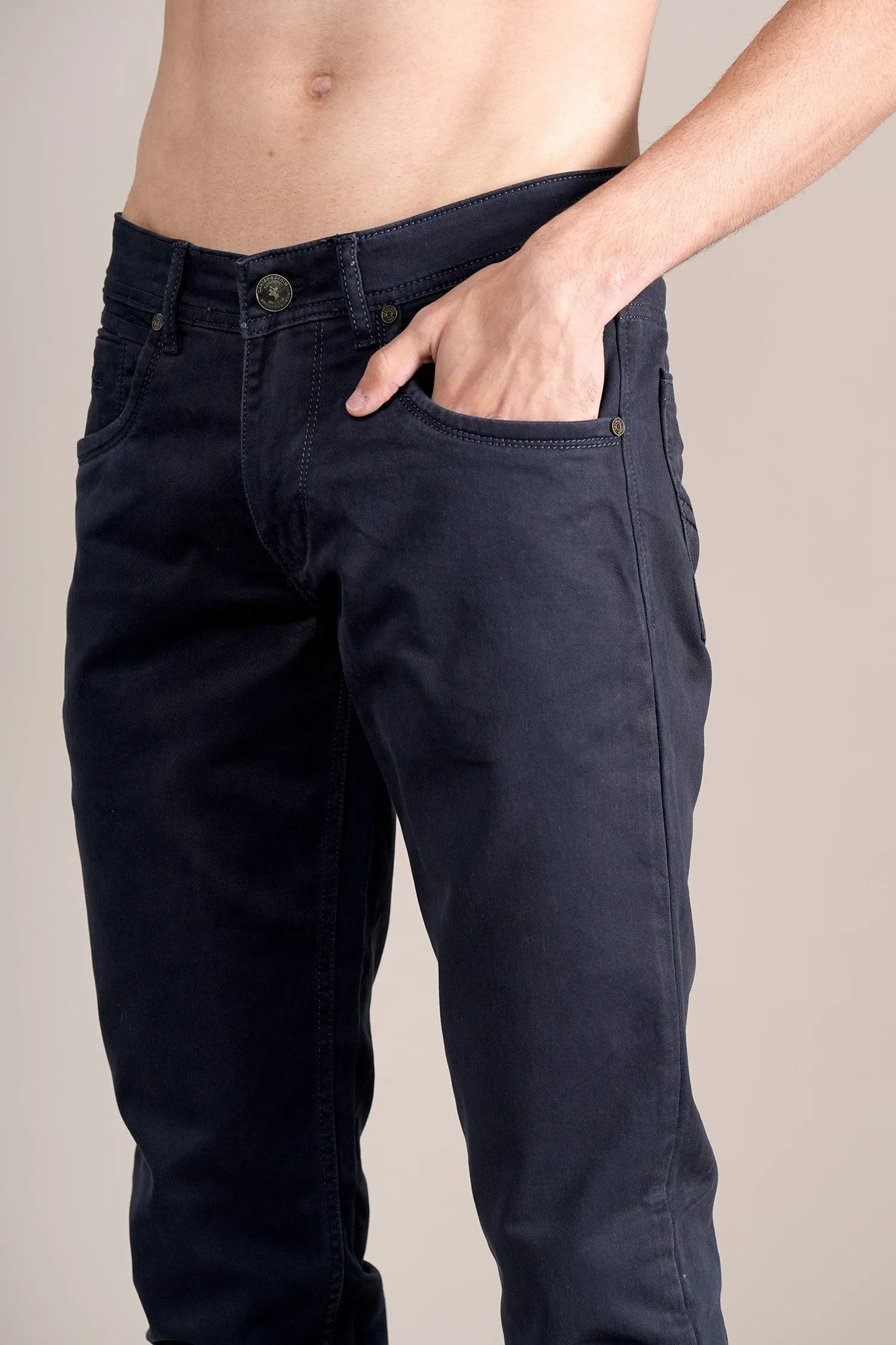 Men's Ultra Narrow Fit Solid Navy Jeans