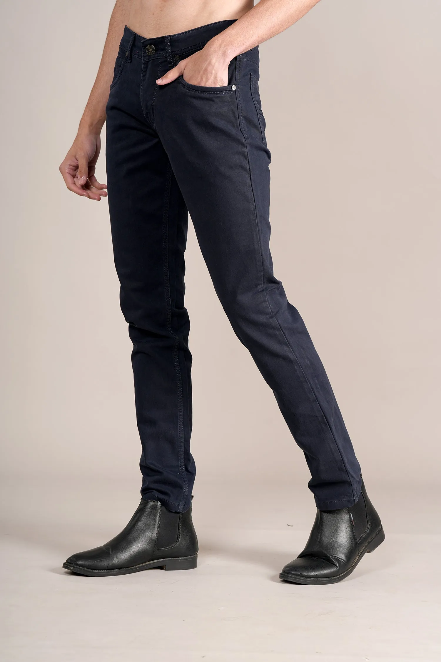 Men's Ultra Narrow Fit Solid Navy Jeans