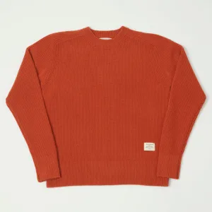 Merz b. Schwanen LOCC02 Ribbed Knit Crew Neck Pullover - Rust