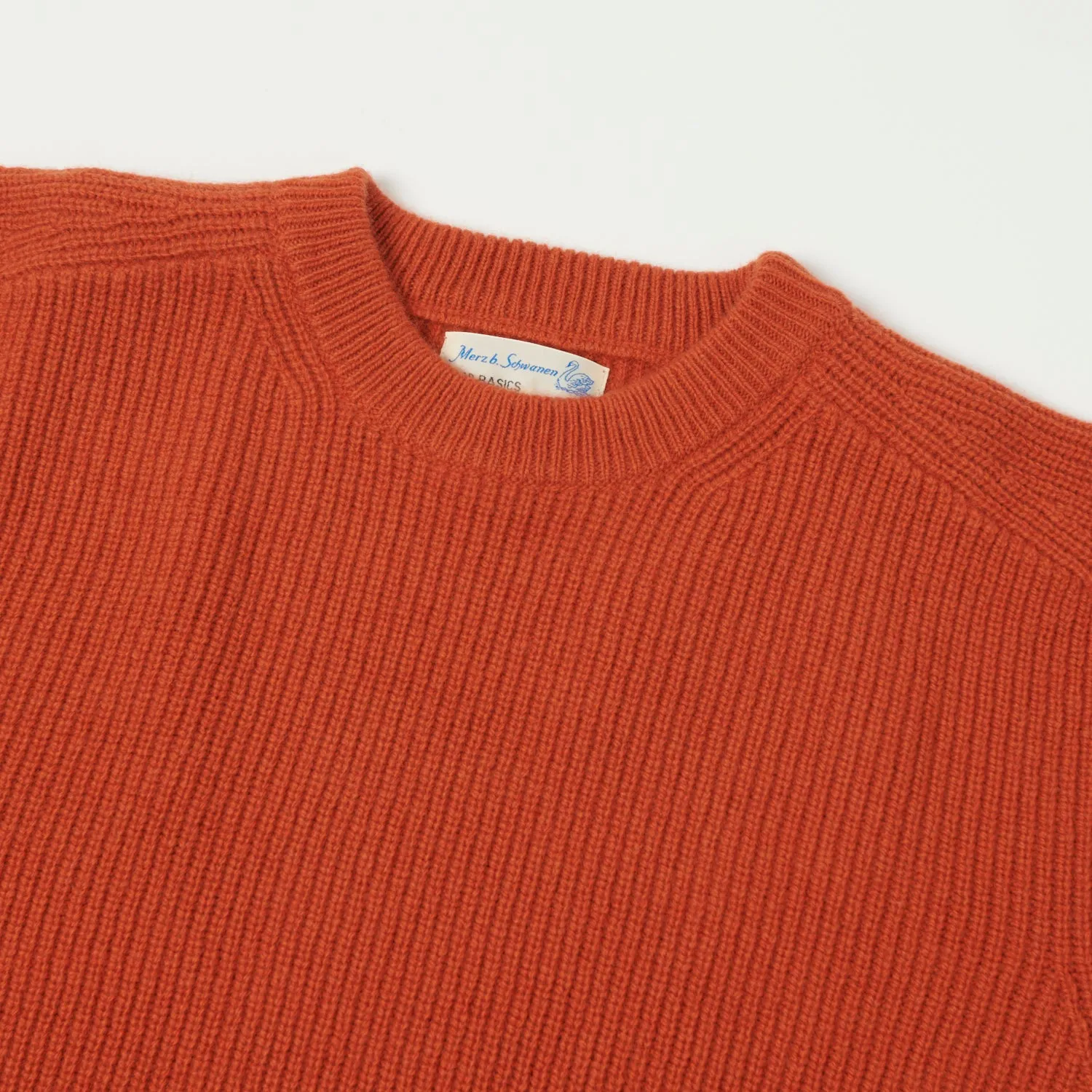 Merz b. Schwanen LOCC02 Ribbed Knit Crew Neck Pullover - Rust