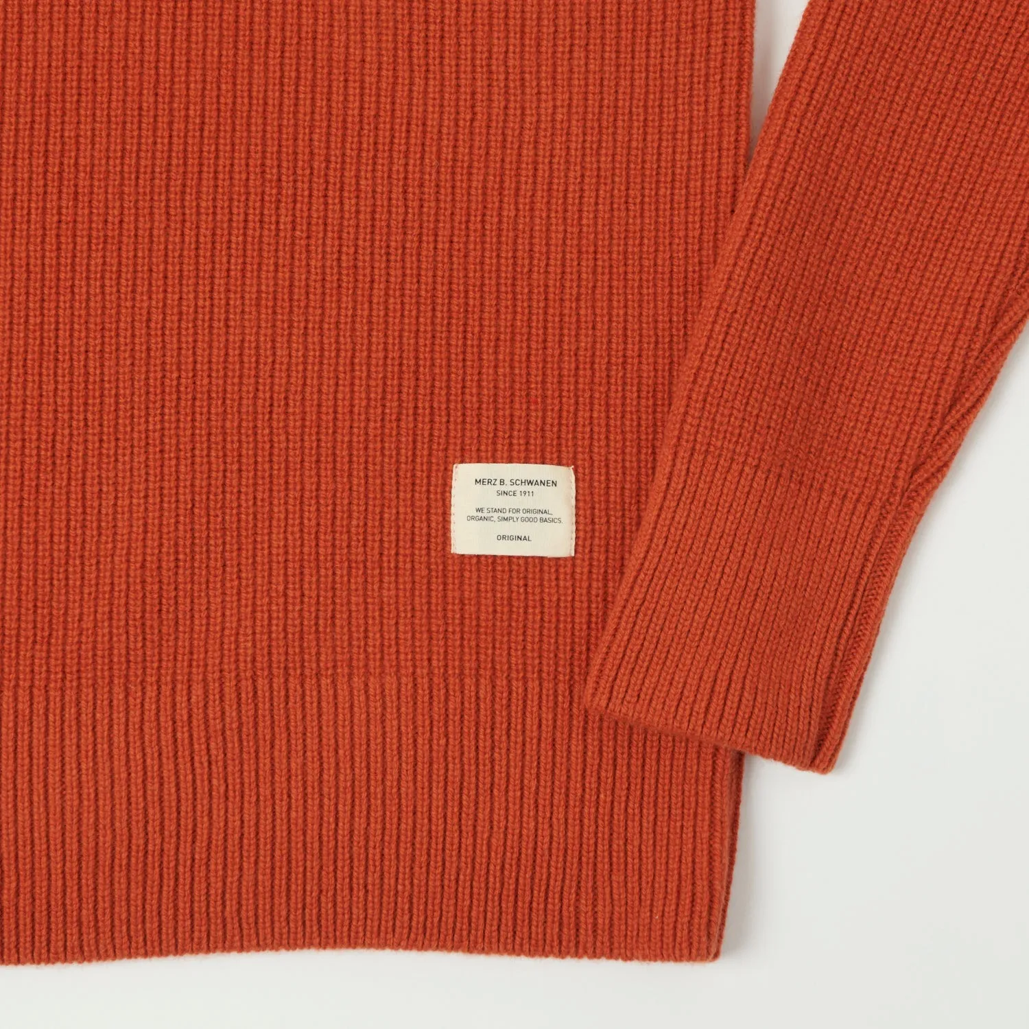 Merz b. Schwanen LOCC02 Ribbed Knit Crew Neck Pullover - Rust