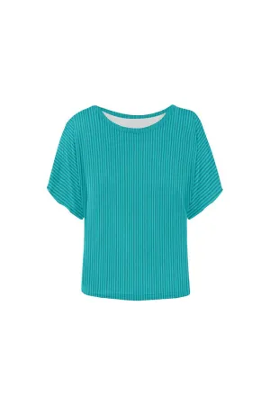 Mint Mini Stripe Women's Batwing-Sleeved Blouse T shirt