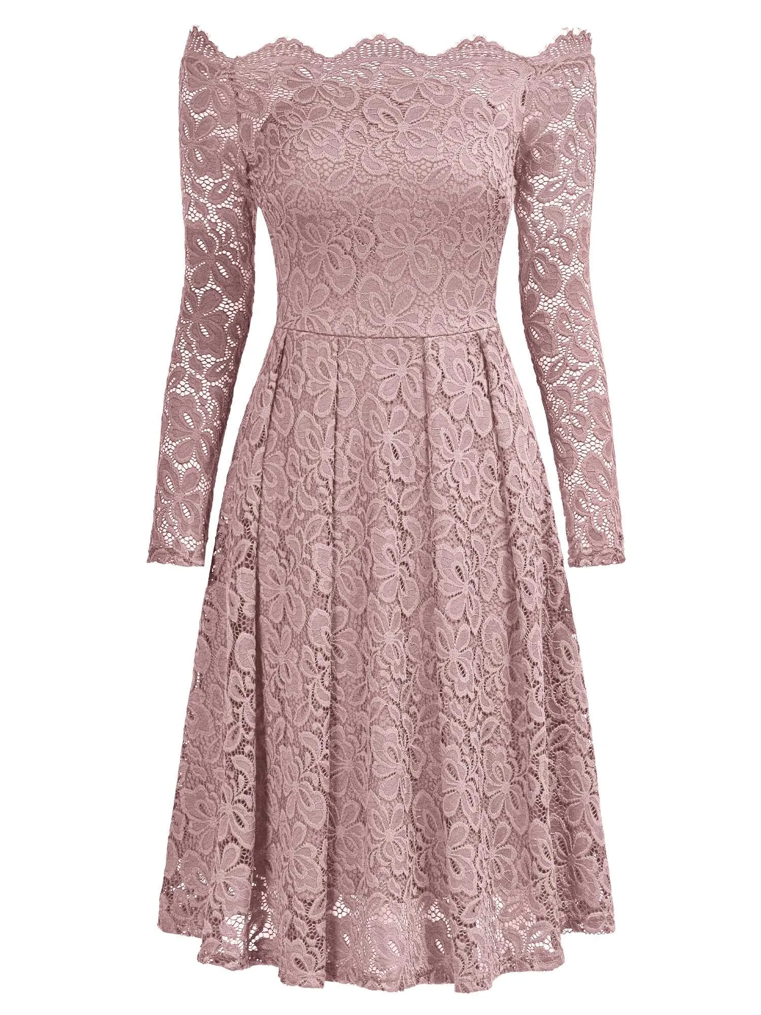 Off-Shoulder Long Sleeve Lace Dress