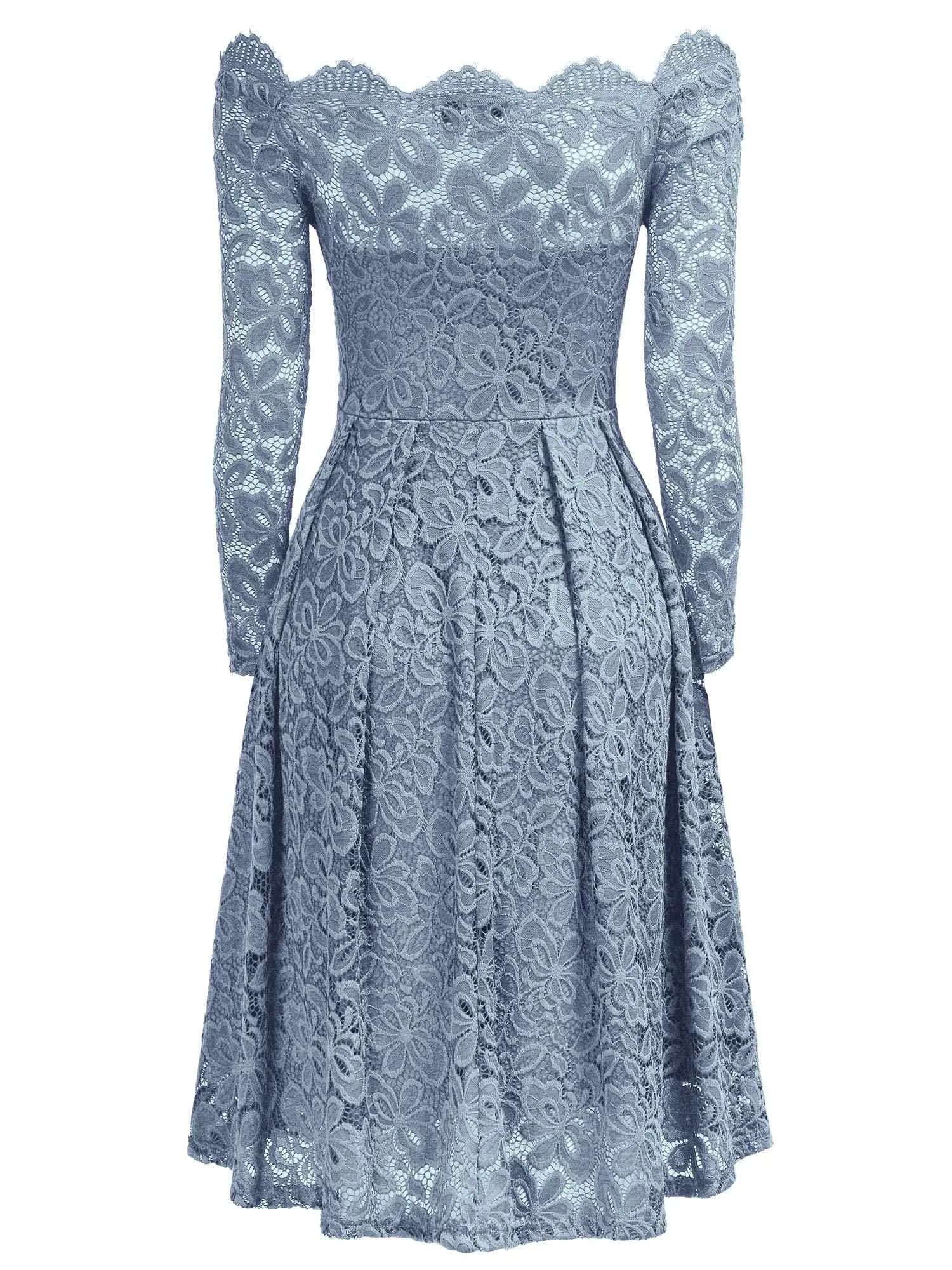 Off-Shoulder Long Sleeve Lace Dress