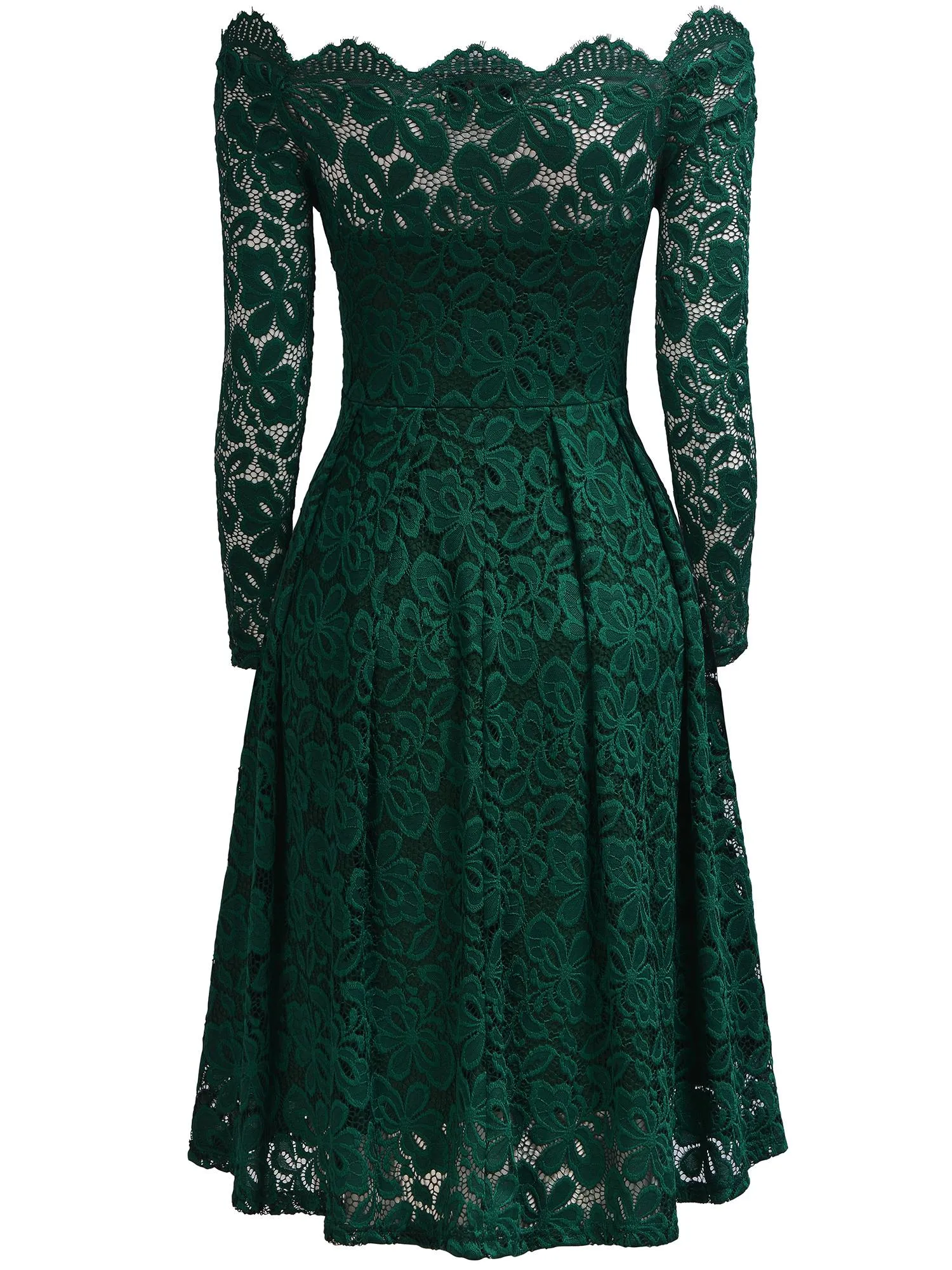Off-Shoulder Long Sleeve Lace Dress