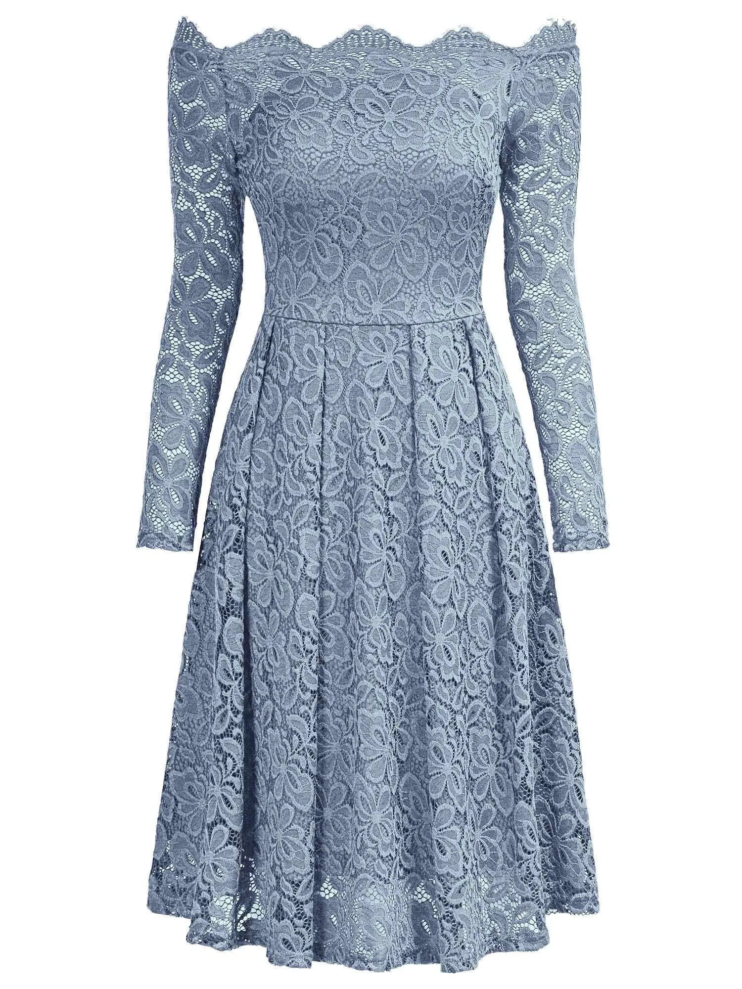 Off-Shoulder Long Sleeve Lace Dress