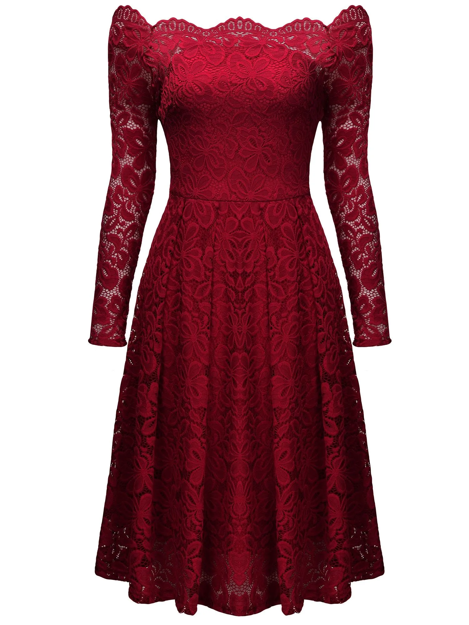 Off-Shoulder Long Sleeve Lace Dress