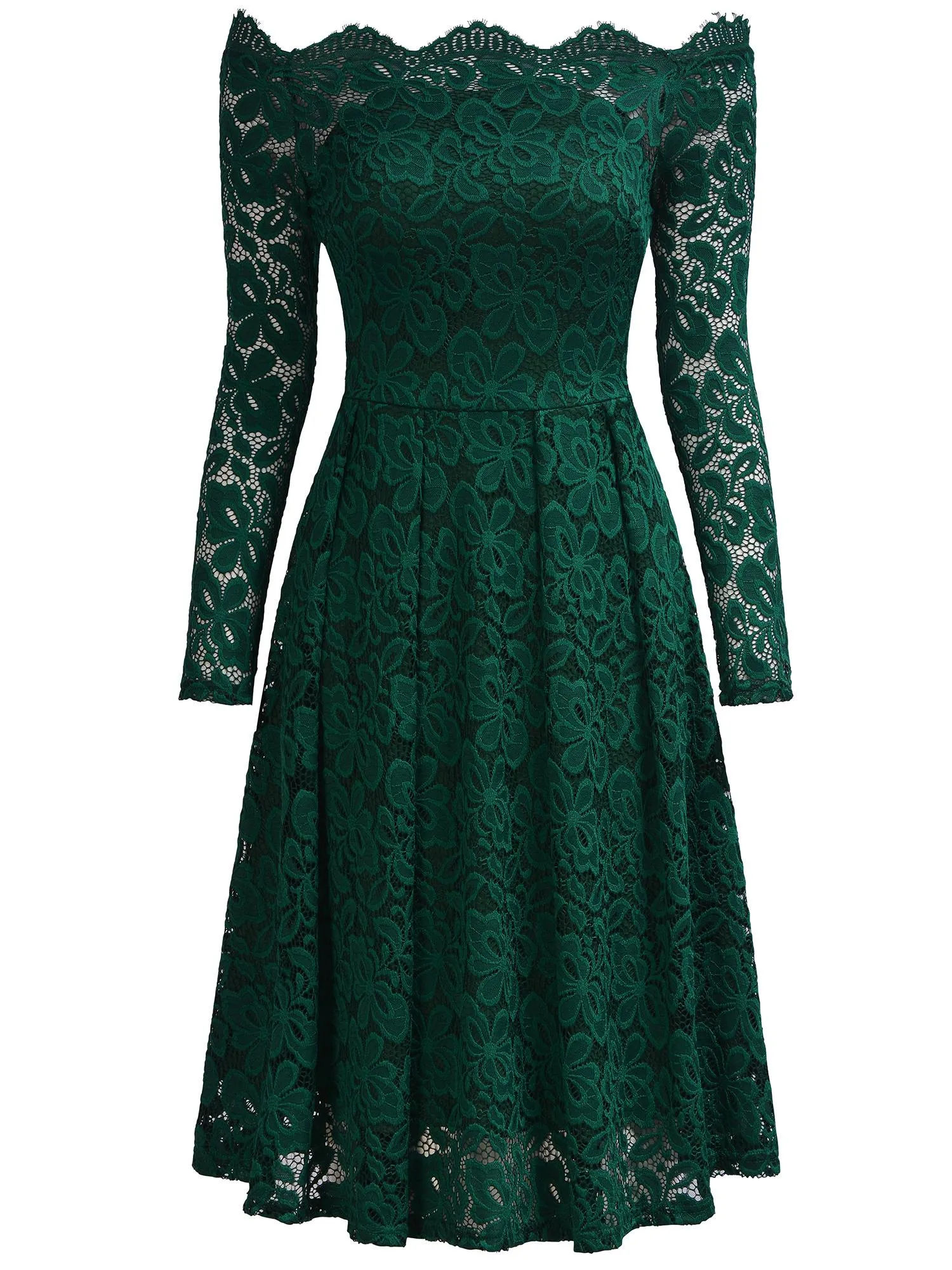 Off-Shoulder Long Sleeve Lace Dress
